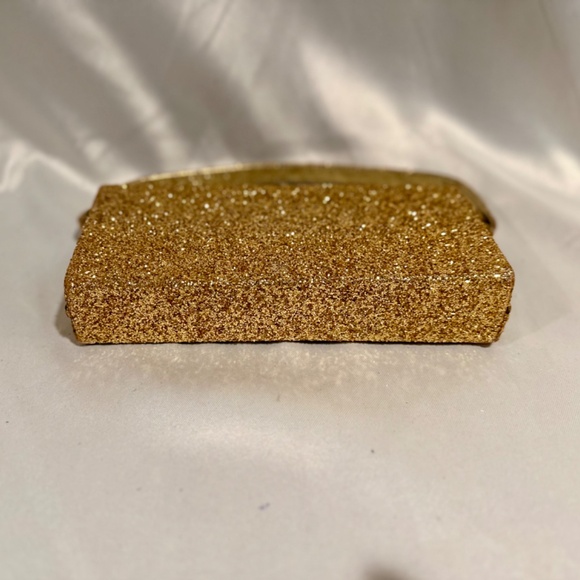 60s Gold Glitter Frame Handbag Vintage Disco Gogo Evening Bag Purse - Picture 4 of 5
